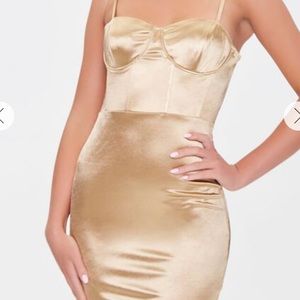 Gold satin party dress